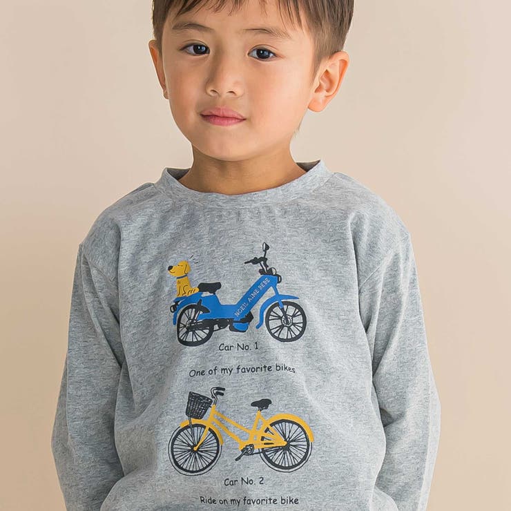 自転車プリント天竺ドロップショルダーＴシャツ(80~130cm) | Noeil aime BeBe | 詳細画像3 