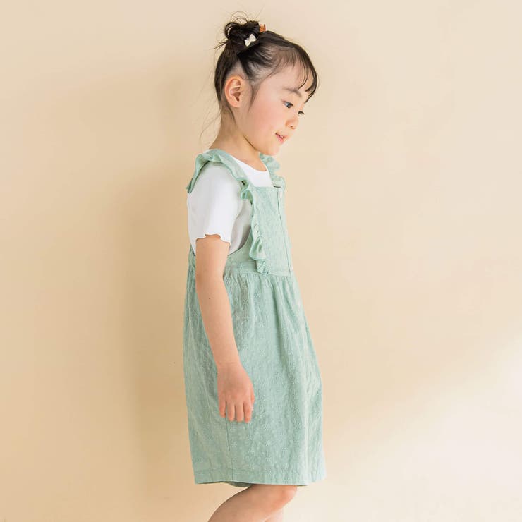 コットンレース肩フリルサロペット(90~130cm)[品番：BEBK0008901]｜Noeil aime  BeBe（ノイユエームベベ）のキッズファッション通販｜SHOPLIST（ショップリスト）