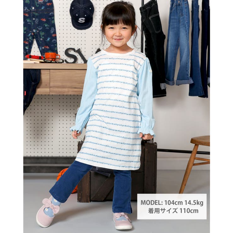 英字ボーダー柄長袖ワンピース(80～130cm) | SLAP SLIP | 詳細画像2 