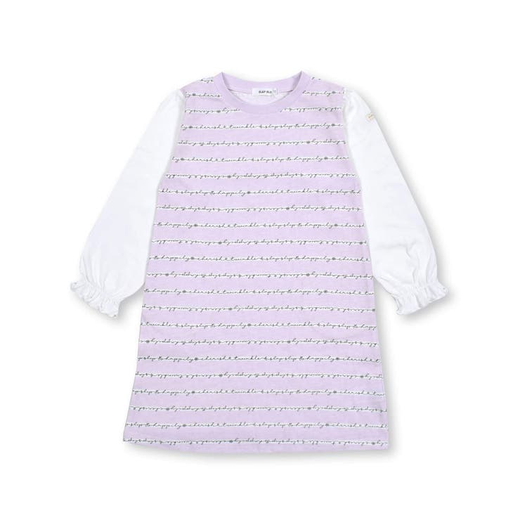 パープル系 | 英字ボーダー柄長袖ワンピース(80～130cm) | SLAP SLIP
