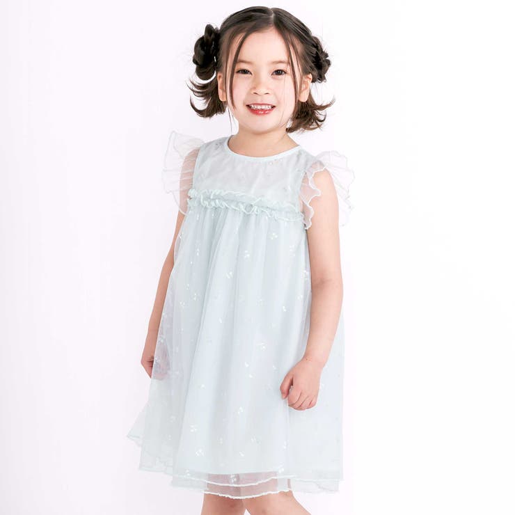 【お揃い】チェリーオーロラ箔プリントチュールワンピース(80~130cm) | SLAP SLIP | 詳細画像1 