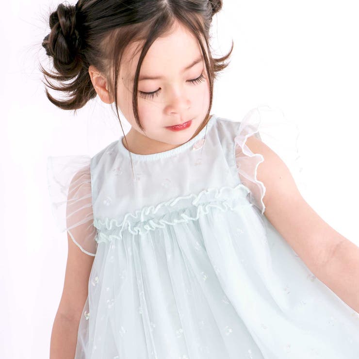 【お揃い】チェリーオーロラ箔プリントチュールワンピース(80~130cm) | SLAP SLIP | 詳細画像4 