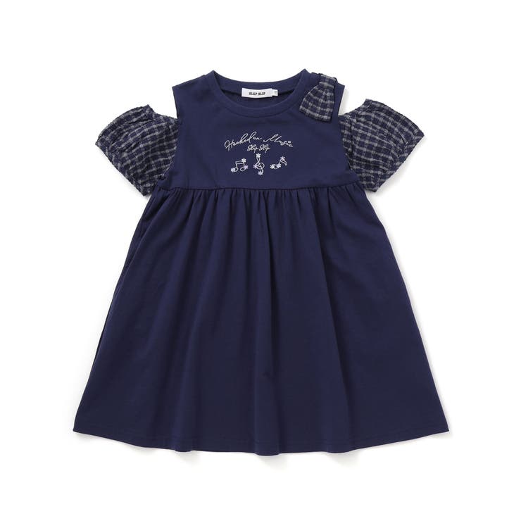 ストライプチェック袖リボンオフショルワンピース(90~130cm) | SLAP SLIP | 詳細画像5 