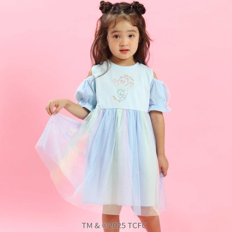 【ケアベア×SLAP SLIP】キラキラプリント肩あきチュールワンピース(100… | SLAP SLIP | 詳細画像1 