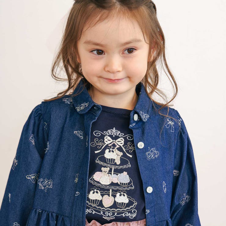 刺しゅう総柄襟付きデニムワンピース(80~130cm) | SLAP SLIP | 詳細画像3 