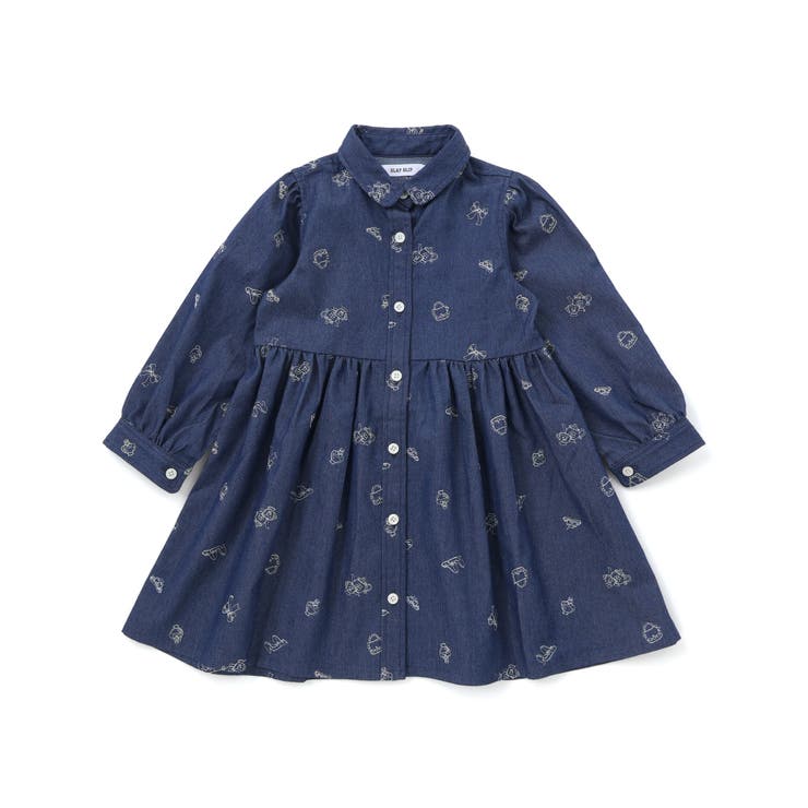 刺しゅう総柄襟付きデニムワンピース(80~130cm) | SLAP SLIP | 詳細画像4 