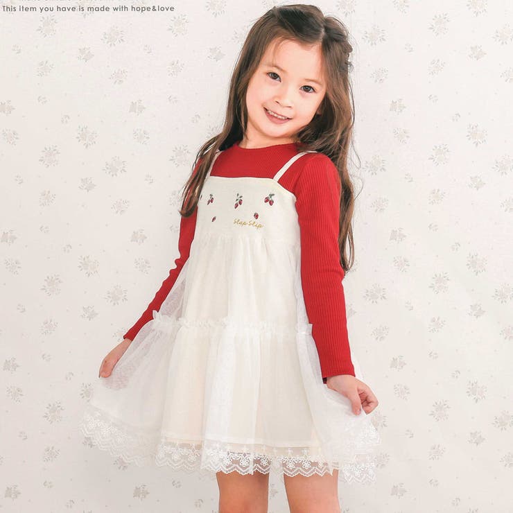 イチゴ刺しゅうフワフワチュールティアードドッキングワンピース | SLAP SLIP | 詳細画像1 