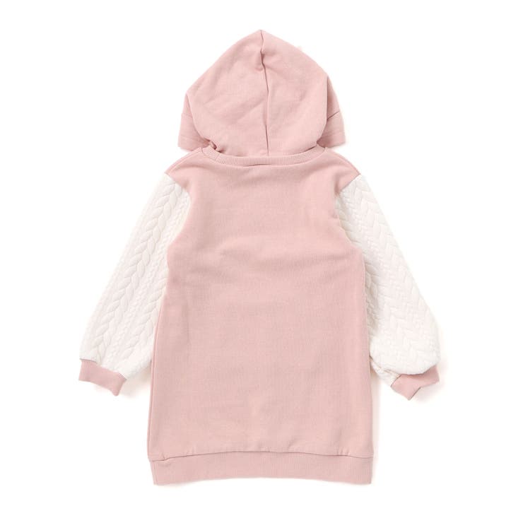 ウサギネコアニマルふわふわパッチ刺しゅう袖切り替えフーディーワンピース(80~1… | SLAP SLIP | 詳細画像14 