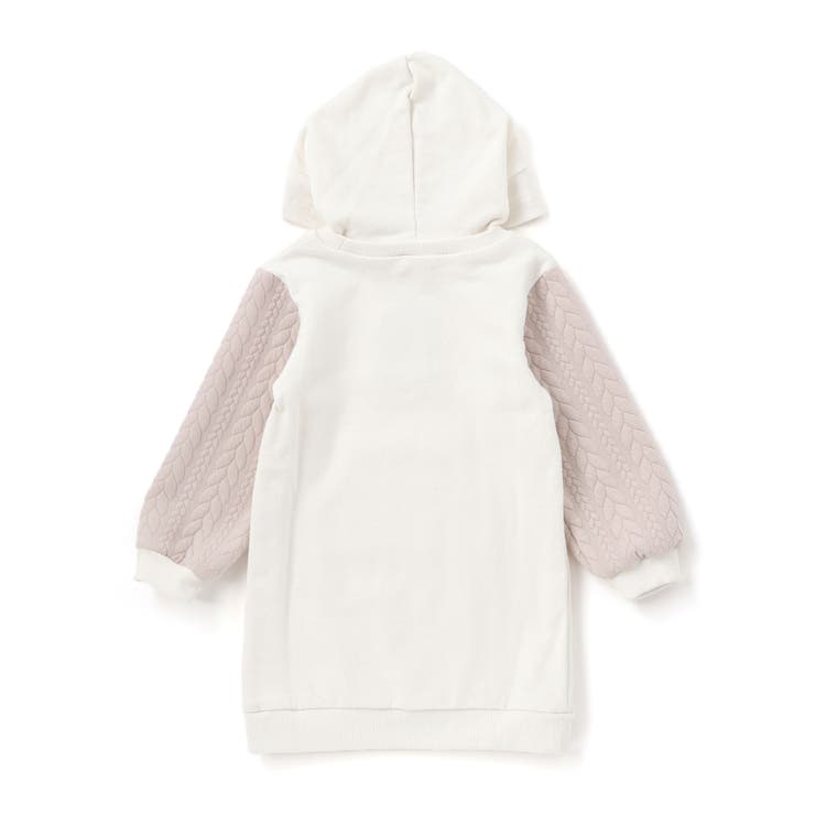 ウサギネコアニマルふわふわパッチ刺しゅう袖切り替えフーディーワンピース(80~1… | SLAP SLIP | 詳細画像6 