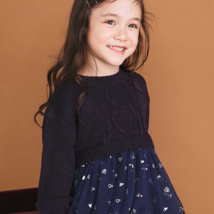 ニット×チュールハートたっぷり切替ワンピース(80~130cm) | SLAP SLIP | 詳細画像4 