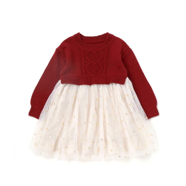 ニット×チュールハートたっぷり切替ワンピース(80~130cm) | SLAP SLIP | 詳細画像5 