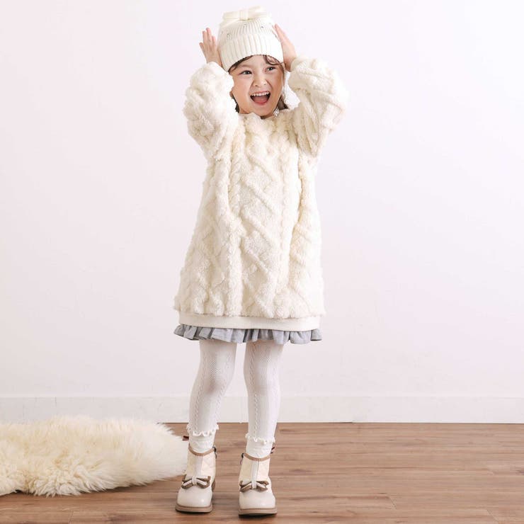 【お揃い】天使の羽もこもこケーブルボアワンピース(80~130cm) | SLAP SLIP | 詳細画像3 
