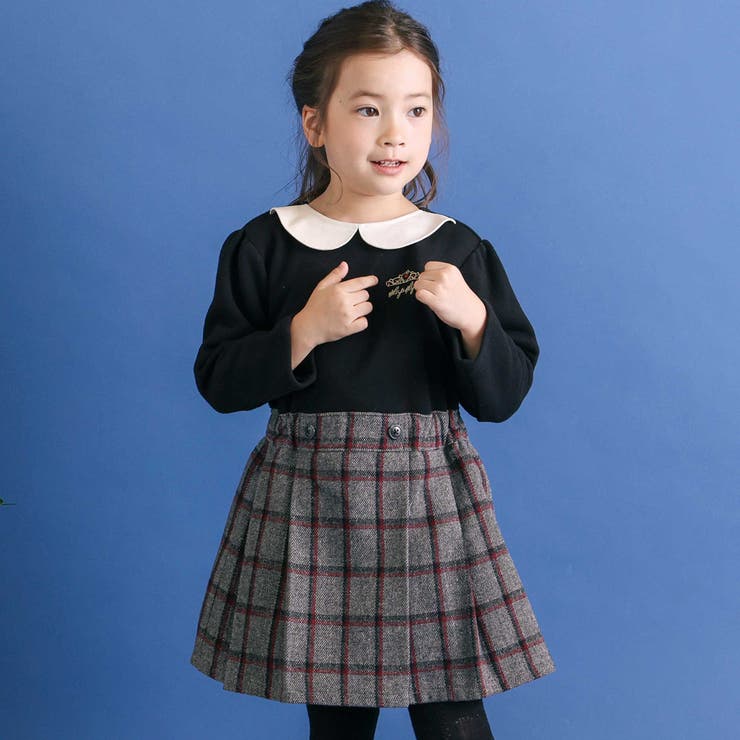 ティアラ刺しゅう付きチェックプリーツドッキングワンピース(90~130cm) | SLAP SLIP | 詳細画像1 