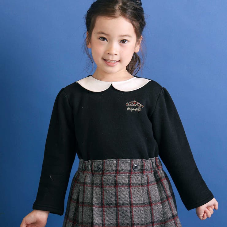 ティアラ刺しゅう付きチェックプリーツドッキングワンピース(90~130cm) | SLAP SLIP | 詳細画像3 