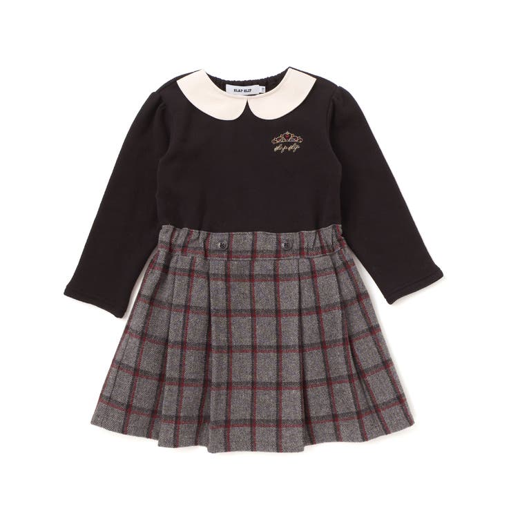 ティアラ刺しゅう付きチェックプリーツドッキングワンピース(90~130cm) | SLAP SLIP | 詳細画像4 