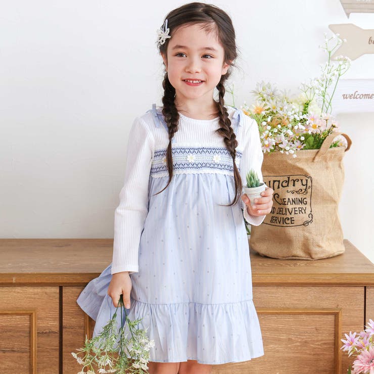 花柄キラッとストライプドッキングワンピース(80~130cm) | SLAP SLIP | 詳細画像1 