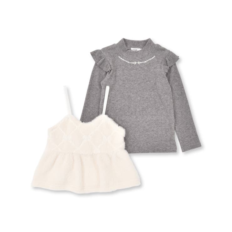 ラメ花キルトファーキャミソール+キラキラネックレス風プリント肩フリルトップス(8… | SLAP SLIP | 詳細画像17 