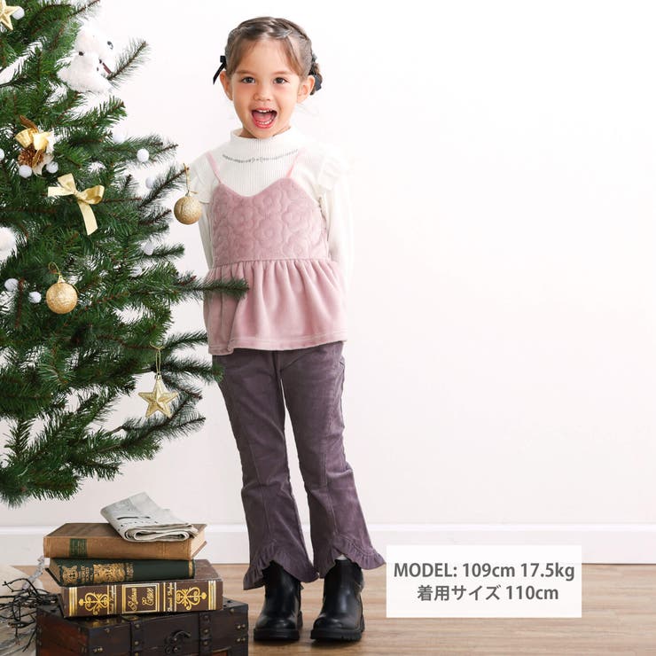 ラメ花キルトファーキャミソール+キラキラネックレス風プリント肩フリルトップス(8… | SLAP SLIP | 詳細画像2 