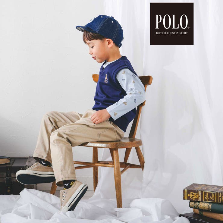 POLO総柄プリントTシャツ+クマさん刺しゅうベスト2点セット | SLAP SLIP | 詳細画像4 