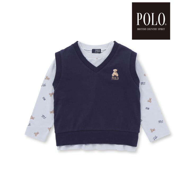 POLO総柄プリントTシャツ+クマさん刺しゅうベスト2点セット | SLAP SLIP | 詳細画像5 