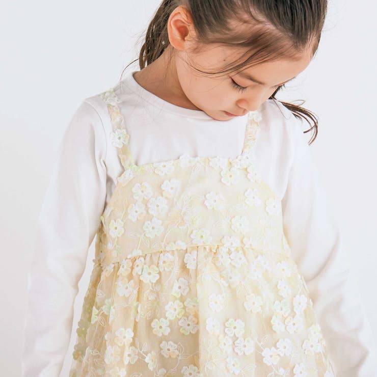 【お揃い】お花レースキャミ+天竺長袖Tシャツ2点セット(80~130cm) | SLAP SLIP | 詳細画像4 