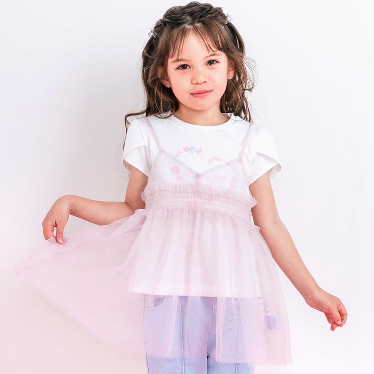 ラメチュールキャミソール+半袖Tシャツ2点セット(80~130cm) | SLAP SLIP | 詳細画像1 