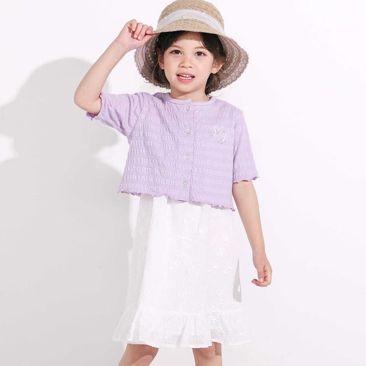 お花刺しゅうカーディガン+肩リボンキャミソールワンピース2点セット(90~130… | SLAP SLIP | 詳細画像4 