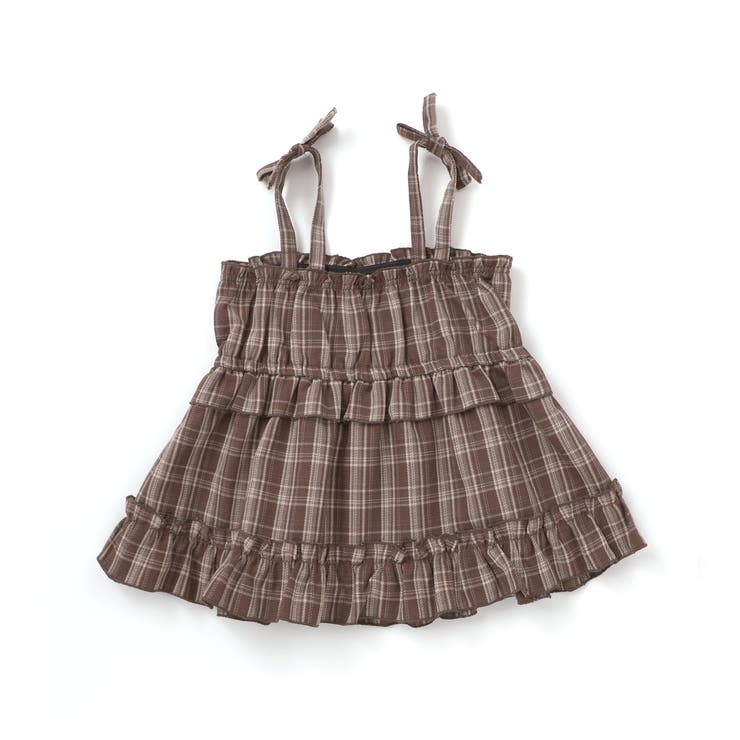 【お揃い】チェックティアードキャミソール+フロントプリント長袖カットソー2点セッ… | SLAP SLIP | 詳細画像10 