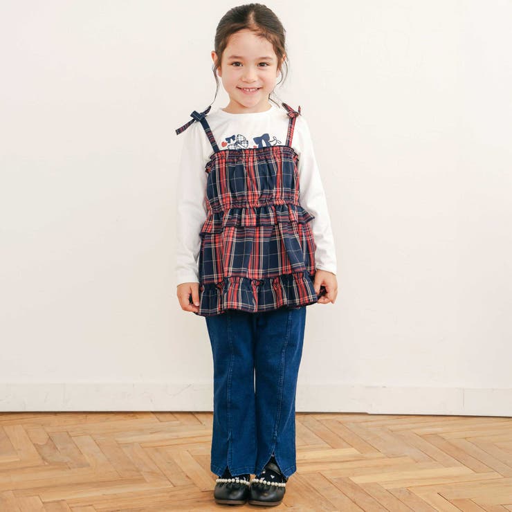 【お揃い】チェックティアードキャミソール+フロントプリント長袖カットソー2点セッ… | SLAP SLIP | 詳細画像24 