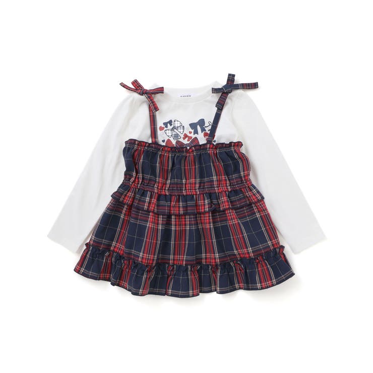 【お揃い】チェックティアードキャミソール+フロントプリント長袖カットソー2点セッ… | SLAP SLIP | 詳細画像5 