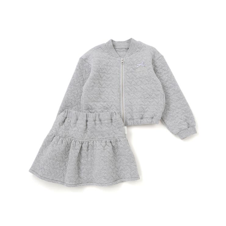 グレー | ギュギュっとハート柄キルトジャケット+スカパンセットアップ(90~130cm) | SLAP SLIP