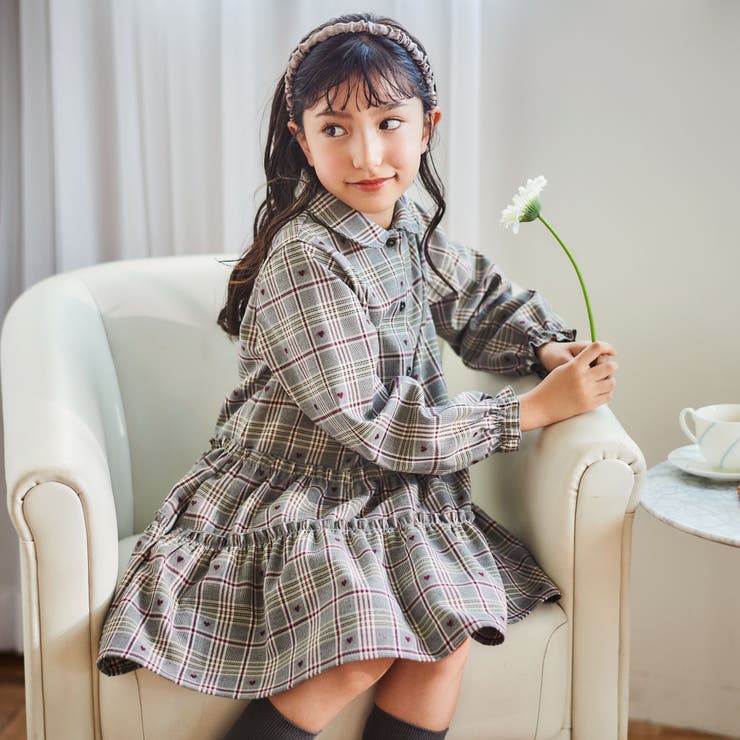 【お揃い】チェック花柄コーデュロイワンピース+ニットベスト2点セット(80~13… | SLAP SLIP | 詳細画像29 