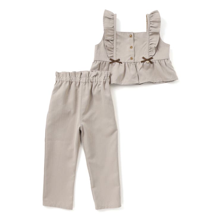 【お揃い】ヘリンボーンチェックフリルビスチェ+パンツセットアップ(80~130c… | SLAP SLIP | 詳細画像3 