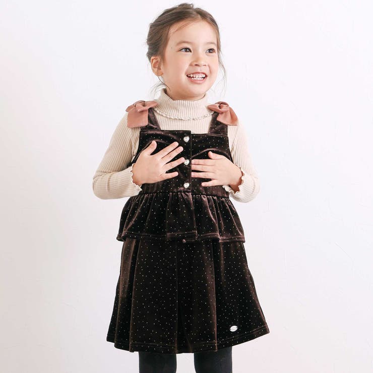 ブラウン | きらめくラメドットベロアビスチェセットアップ(90~130cm) | SLAP SLIP