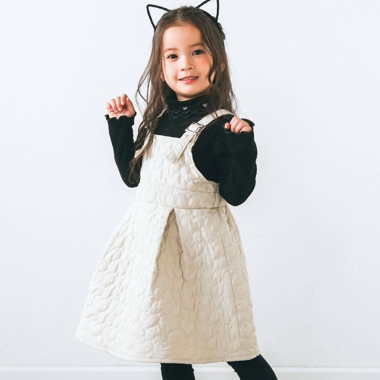 オフホワイト | ハート柄キルトジャンパースカート(90~130cm) | SLAP SLIP