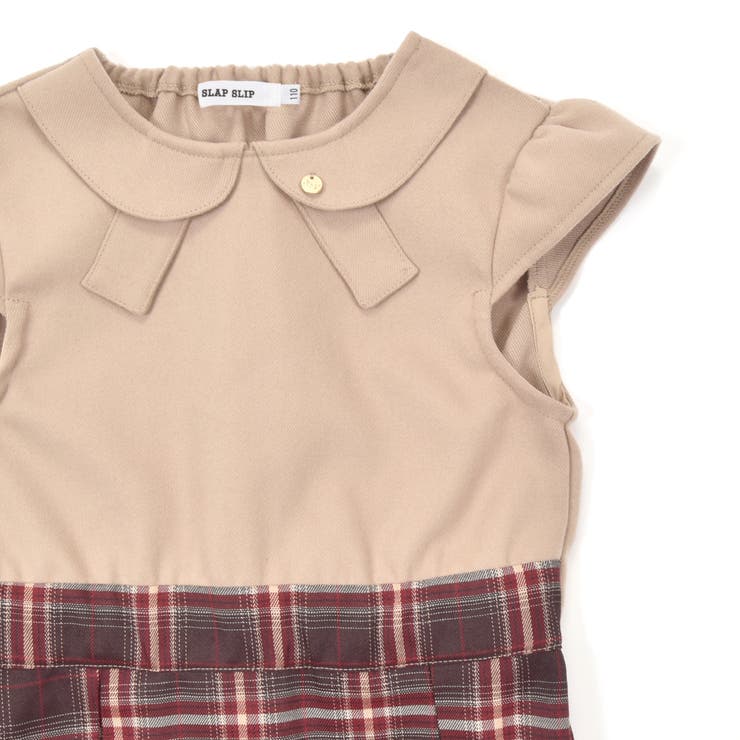 【お揃い】リボン風襟付き肩あきチェックタック入りジャンパースカート(80~140… | SLAP SLIP | 詳細画像12 