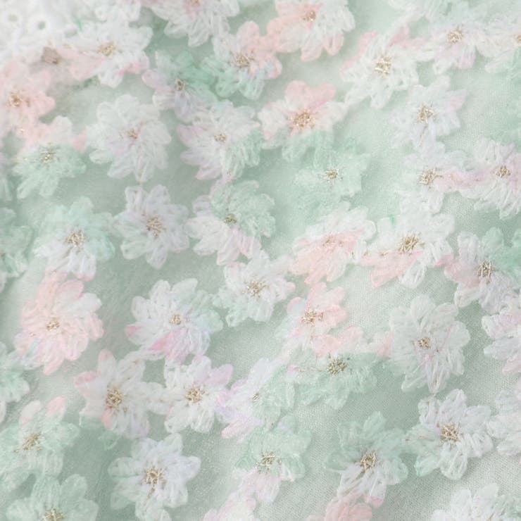 裾スカラップキラキラ蝶々お花プリントリボン付きジャンパー