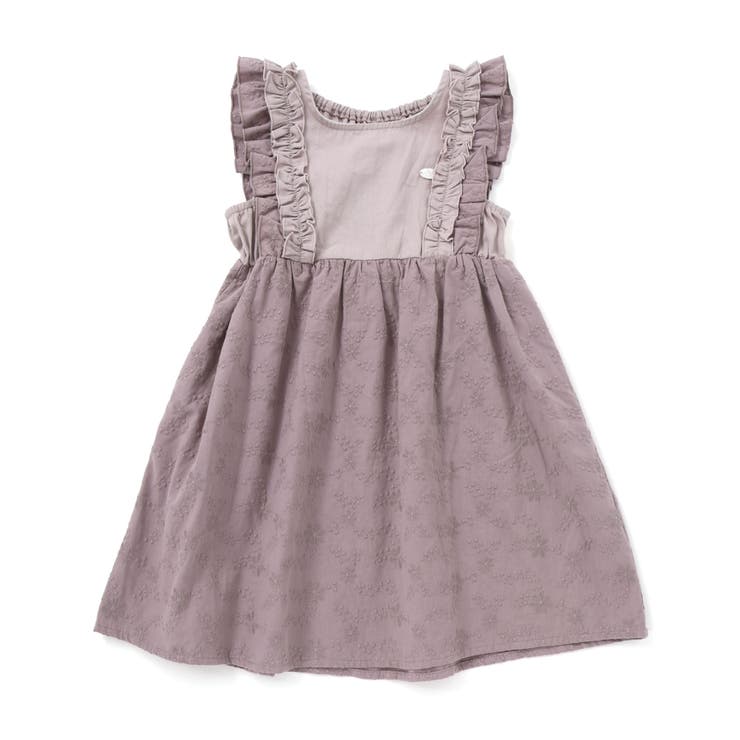 パープル | 肩フリル花柄レースジャンパースカート(80~130cm) | SLAP SLIP