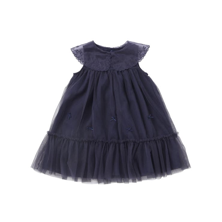 ハート音符刺しゅうオーガンジービッグカラーワンピース(80~130cm) | SLAP SLIP | 詳細画像12 