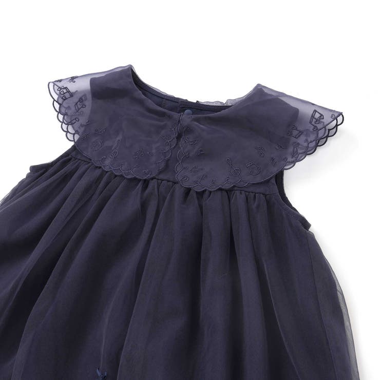 ハート音符刺しゅうオーガンジービッグカラーワンピース(80~130cm) | SLAP SLIP | 詳細画像14 