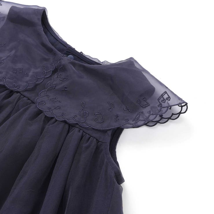 ハート音符刺しゅうオーガンジービッグカラーワンピース(80~130cm) | SLAP SLIP | 詳細画像15 