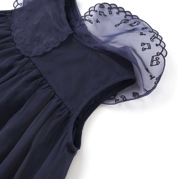 ハート音符刺しゅうオーガンジービッグカラーワンピース(80~130cm) | SLAP SLIP | 詳細画像16 