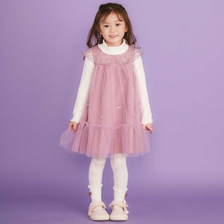 ハート音符刺しゅうオーガンジービッグカラーワンピース(80~130cm) | SLAP SLIP | 詳細画像6 