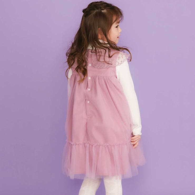 ハート音符刺しゅうオーガンジービッグカラーワンピース(80~130cm) | SLAP SLIP | 詳細画像7 