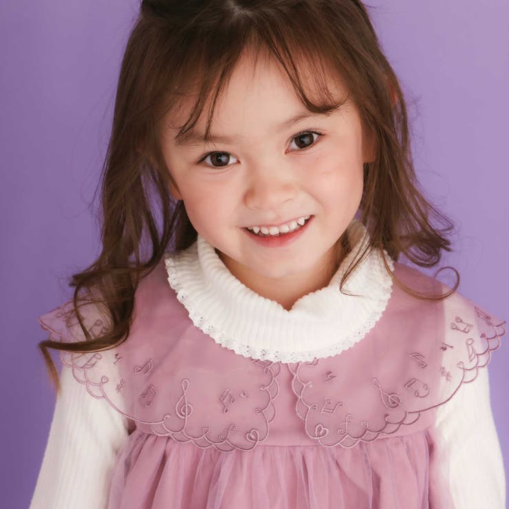 ハート音符刺しゅうオーガンジービッグカラーワンピース(80~130cm) | SLAP SLIP | 詳細画像8 