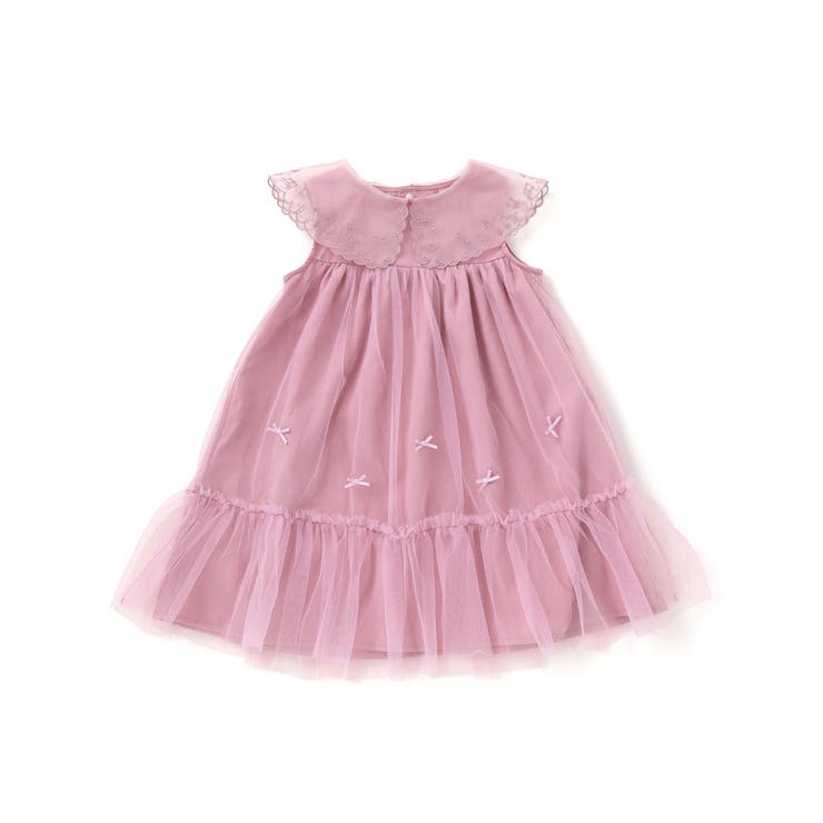 ハート音符刺しゅうオーガンジービッグカラーワンピース(80~130cm) | SLAP SLIP | 詳細画像9 