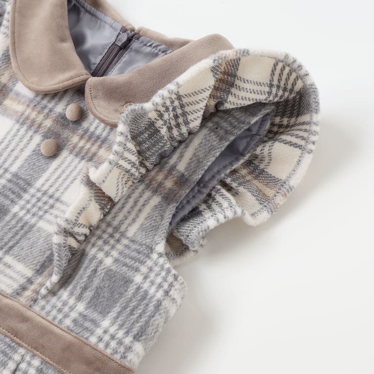 【お揃い】襟付きタックスカートチェックジャンパースカート(90~130cm) | SLAP SLIP | 詳細画像10 