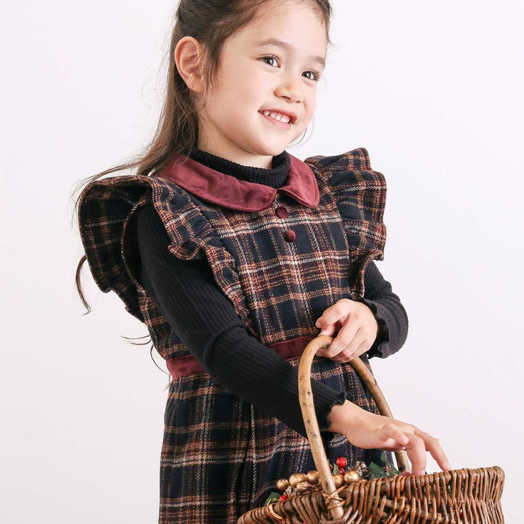 【お揃い】襟付きタックスカートチェックジャンパースカート(90~130cm) | SLAP SLIP | 詳細画像3 