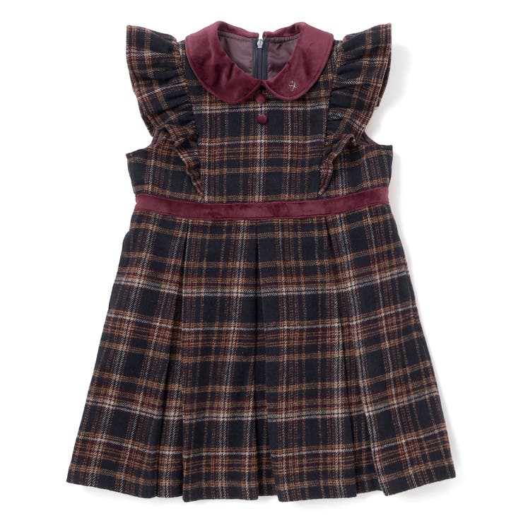 【お揃い】襟付きタックスカートチェックジャンパースカート(90~130cm) | SLAP SLIP | 詳細画像4 