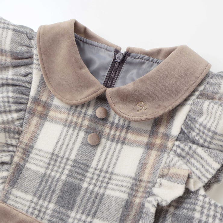 【お揃い】襟付きタックスカートチェックジャンパースカート(90~130cm) | SLAP SLIP | 詳細画像8 